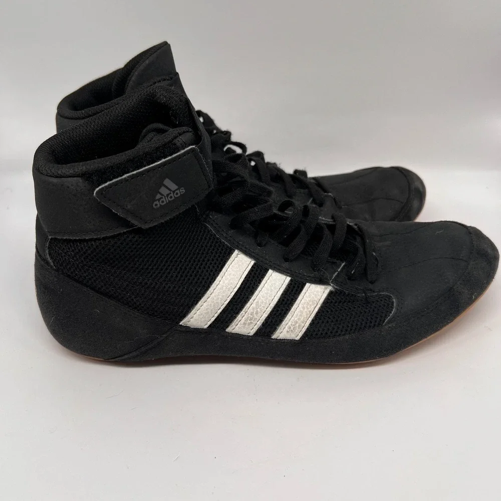 Adidas HVC 2 Wrestling Shoes Mens 8.5 Black White Gum AQ3325 High Top Boxing